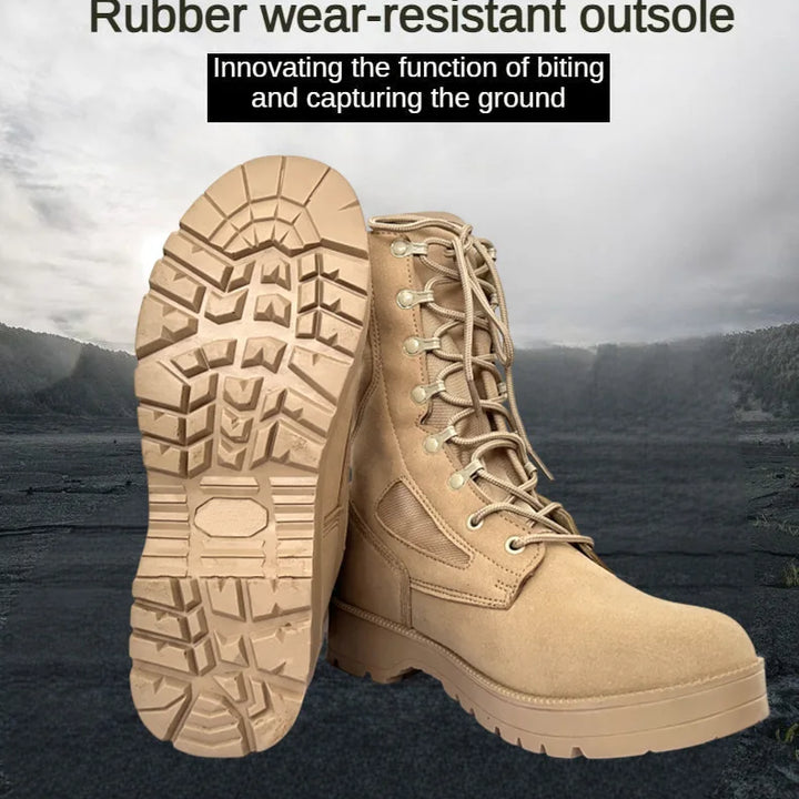 New Brand Leather Man Tactical Combat Boots Men Outdoor Hiking Desert Boots Breathable Male Ankle Boots