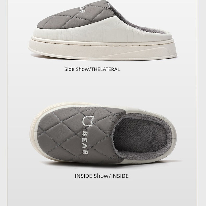 Waterproof Cotton Slippers Men Autumn and Winter 2025 New Arrival Indoor Home Non-Slip down Heattech Cotton Slippers Men's Winter