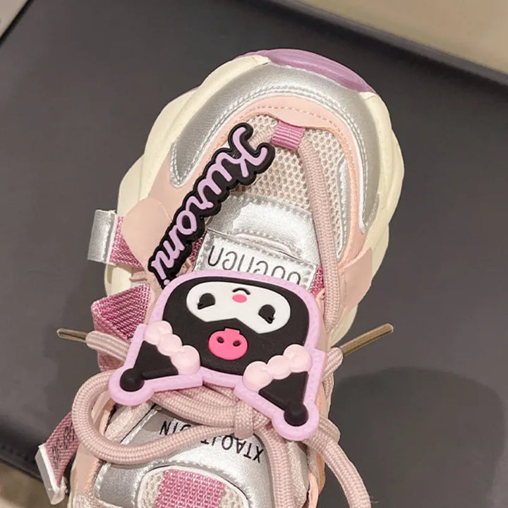 Cute Girl's Sneakers Cartoon Kuromi Melody Children Tennis Shoes Fashion Versatile Causal Classic Kids School Basketball Shoes