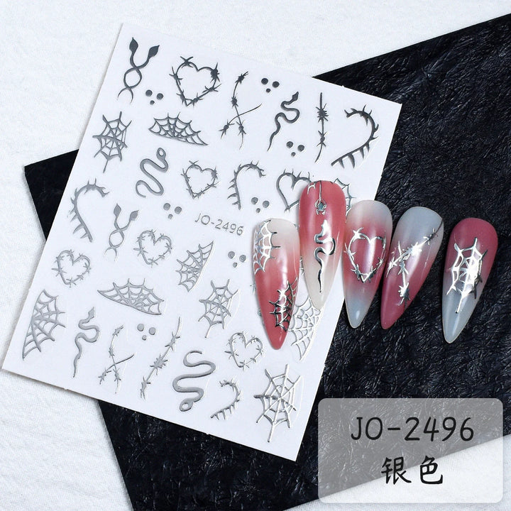 Halloween Cartoon Ghost Design Nail Art Stickers with Spider Skeleton Pattern Nail Decoration Decals
