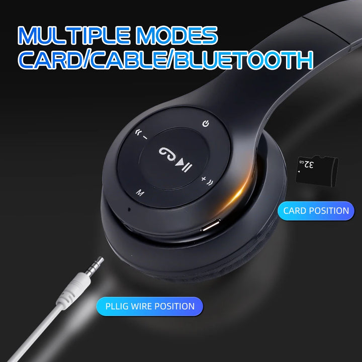 Bluetooth 5.0 Headsets Wireless Headphones 3.5MM Wired Earphones Support TF Card Foldable Noise Reduction For iPhone Xiaomi