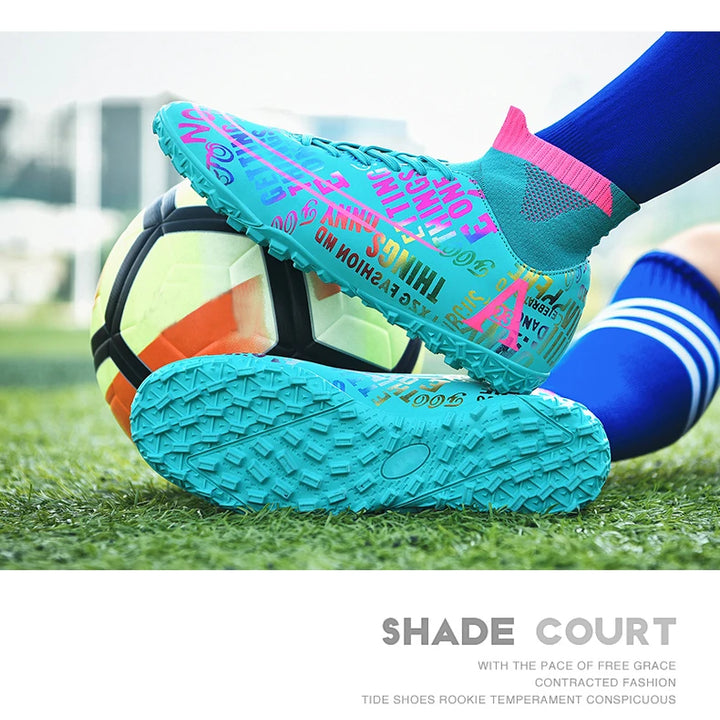 2025 New Hot Sale Football Boots Child Sneakers High Top AG Soccer Shoes Boys Outdoor Grass Training Shoes For Kids chuteiras de