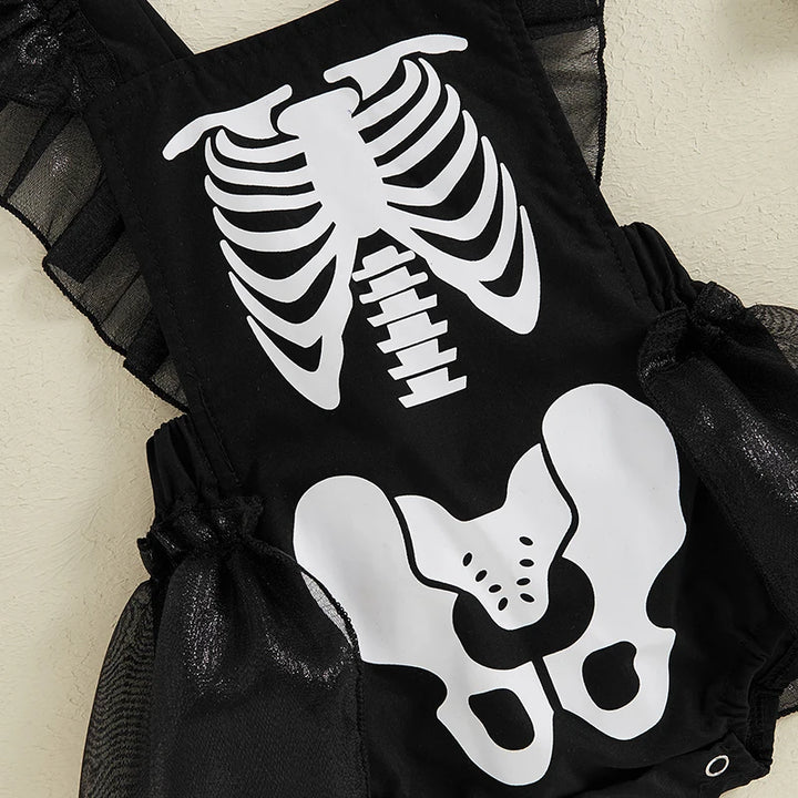 Baby Clothing Girl Halloween Romper Skeleton Print Ruffles Jumpsuit for Newborn Cute Clothes