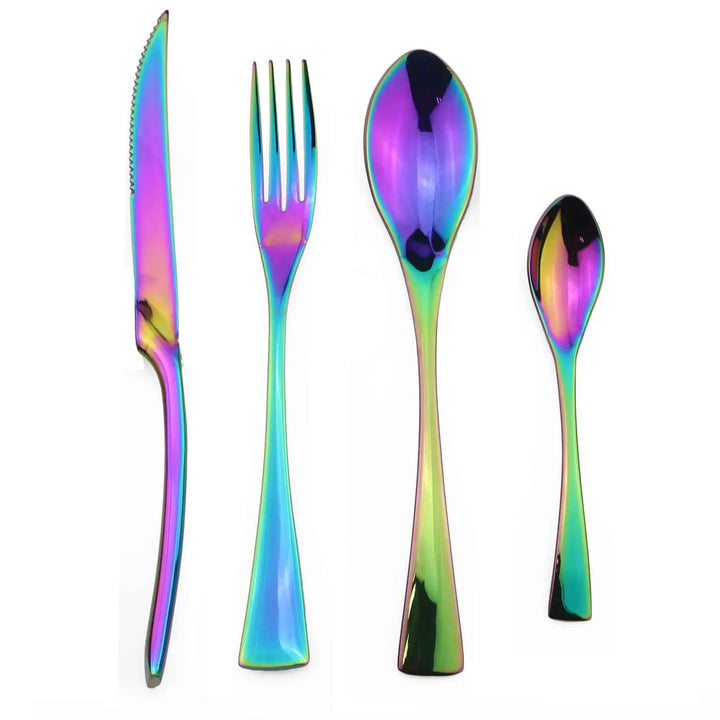 24Pcs Shiny Black Cutlery Set Stainless Steel Dinnerware Sharp Steak Knife Forks Coffee Spoons Tableware Kitchen Silverware Set