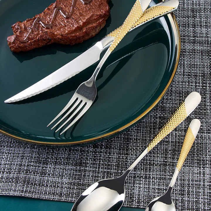 Kitchen Tableware Cutlery Set  Cutlery Set Stainless Steel Luxury Dinnerware Fork Spoon Knife Western Dinner Set Gold