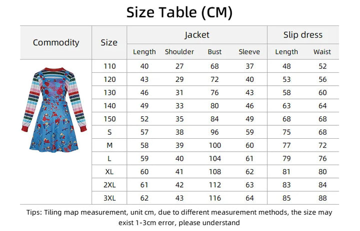 Halloween Baby Ghost Dress Horrible Bloody Dress Movie Cospaly Costume Day of The Dead Two-Piece Set Women Carnival Wear