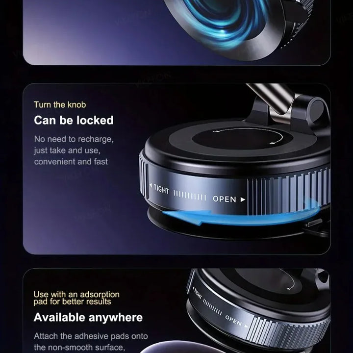 Magnetic Car Phone Holder 360° Rotation Folding With Vacuum Suction Cup For iPhone 12-16 Series Car/Gym/Driving Phone Holder