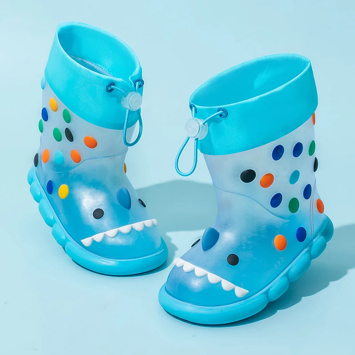Anti-Slippery Rain Boots Kids Fashion Casual Waterproof Boys Girls Print Cartoon Children PVC Soft Soles Shoes 2025 Summer