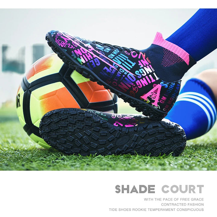 2025 New Hot Sale Football Boots Child Sneakers High Top AG Soccer Shoes Boys Outdoor Grass Training Shoes For Kids chuteiras de