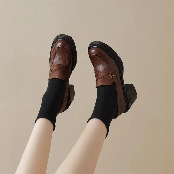 Women's Dress Shoes Fashion Retro Spring Autumn Women Mary Jane Shoes Causal Versatile Lolita Ladies High Heels Leather Shoes