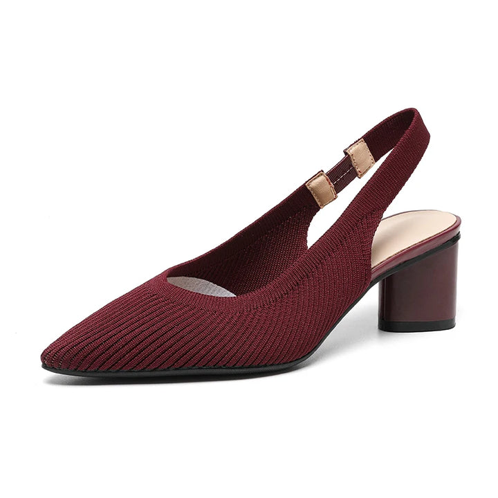 DIMANYU Women Dress Shoes Knitted Solid Color Toe Back Trip Fashion Sandals Women Pointed Toe Shallow Sidespace Women Sandals