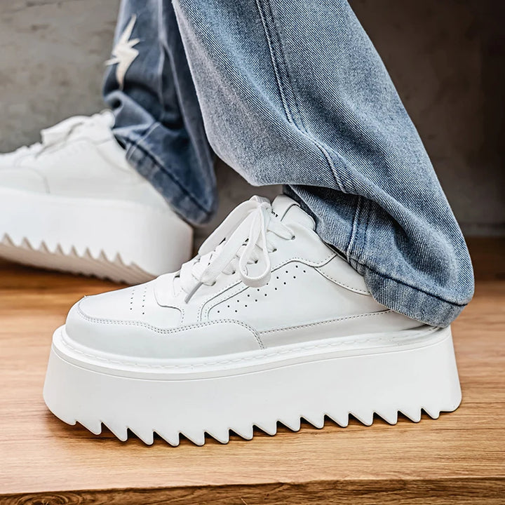 Small White Shoes, Men's New Increase Platform Shoes 2025 Spring Retro Trend Platform Shoes