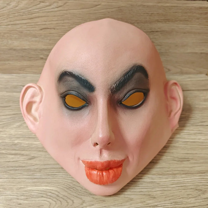 New Realistic Heavy Makeup Female Latex Mask Full Head Creepy Beauty Head Cover Halloween Cosplay Horror Party Costume Accessory