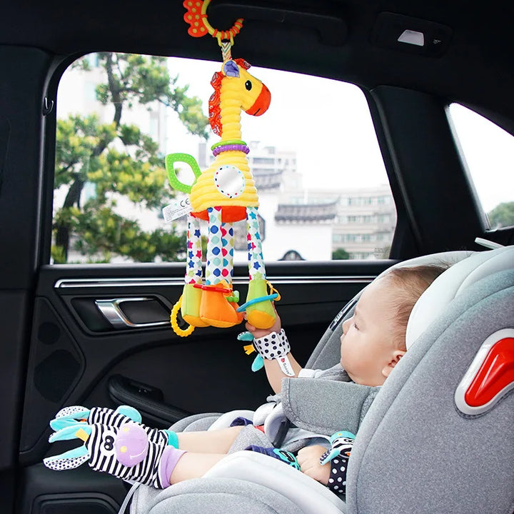 Soft Giraffe Zebra Animal Handbells Rattles Plush Infant Baby Development Handle Toys WIth Teether Baby Toy For Newborn Gifts