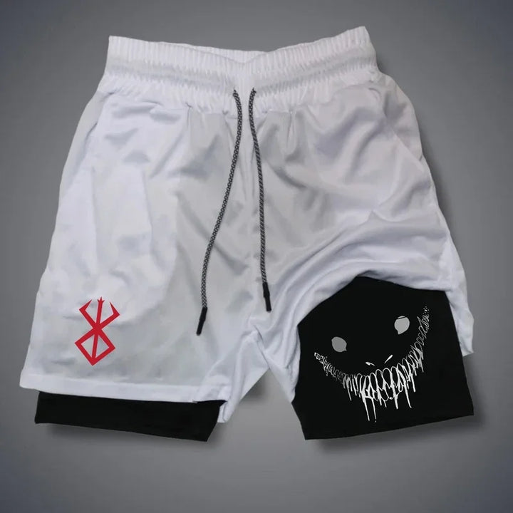 Summer Men Shorts Funny Graphic Print Running Fitness Gym Training Sport Shorts Quick Dry Workout Jogging Double Deck Shorts Man