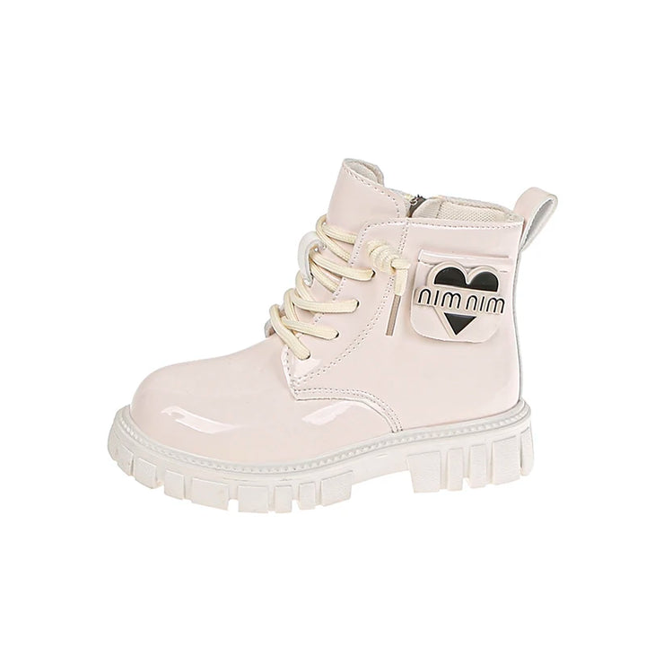 Kids Shoes Boots For Girl New School Thick Bottom Ankle Leather Boots Fashion Round-toe Children Black Short Boots Side Zipper