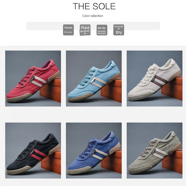 Men's Shoes Spring & Fall Breathable Deodorizing Filter Canvas Shoes Men's Trendy Lace up Men Casual Shoes Soft Bottom Driving Old Beijing Cloth Shoes