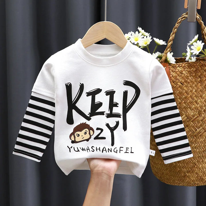 Spring and Autumn Children's T-Shirt Boys Girls Long-Sleeved Tops 0-5 Years Old Cartoon Bottoming Shirt Baby Children's Clothing