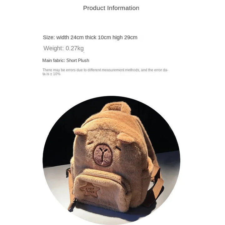 Capybara Plush Backpack Kawaii Fashion Plushie Doll Fur Bag Children's Bag Shoulder Bag Mini Knapsack Bags Gifts For Girlfriend