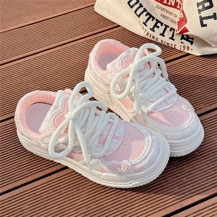 Sweet Women Sneakers Pink Kawaii Design Fashion Womens Sports Shoes Cute Patchwork Korean Style Casual Female Shoes