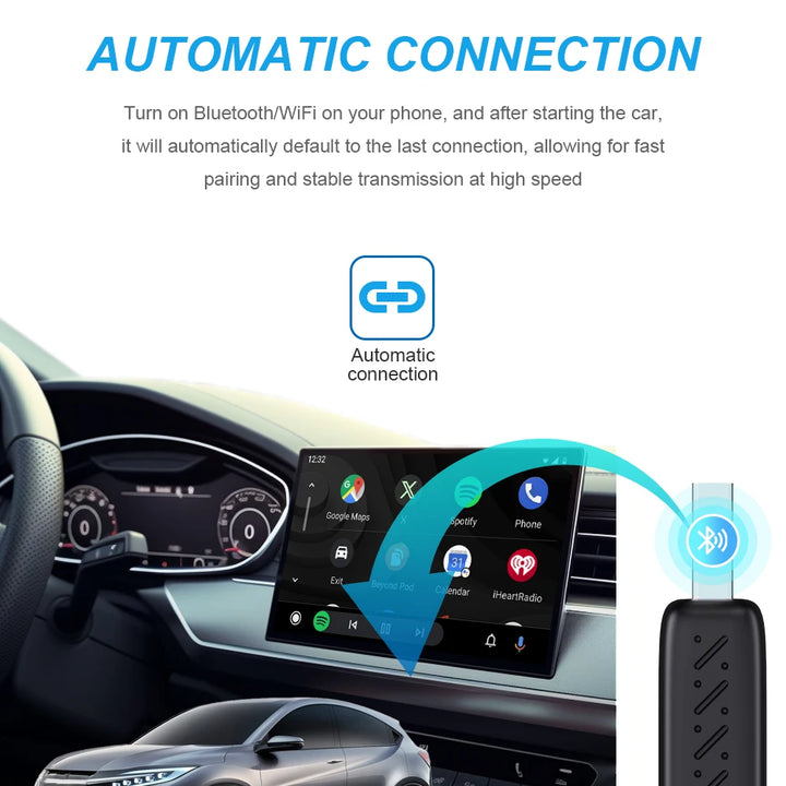 New Wired to Wireless CarPlay and Android Auto 2 in 1 Mini Adapter 5GHz WiFi5 for 99% Original Wired CarPlay/Auto Cars