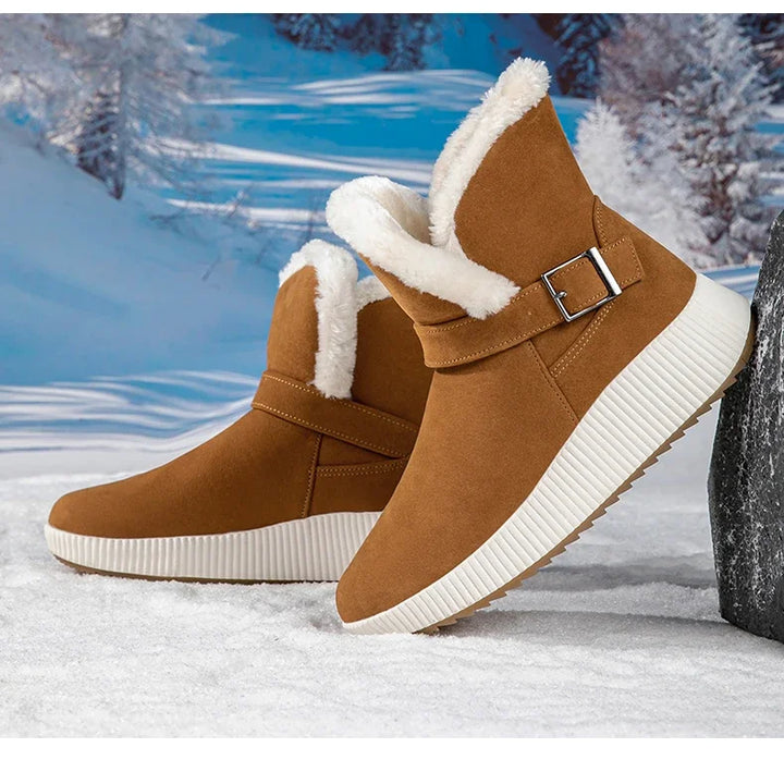 New Fashionable Bow Round Toe Elegant Snow Boots Winter Flat Wear-resistant Soft Students Plus Velvet Warm Women's Shoes