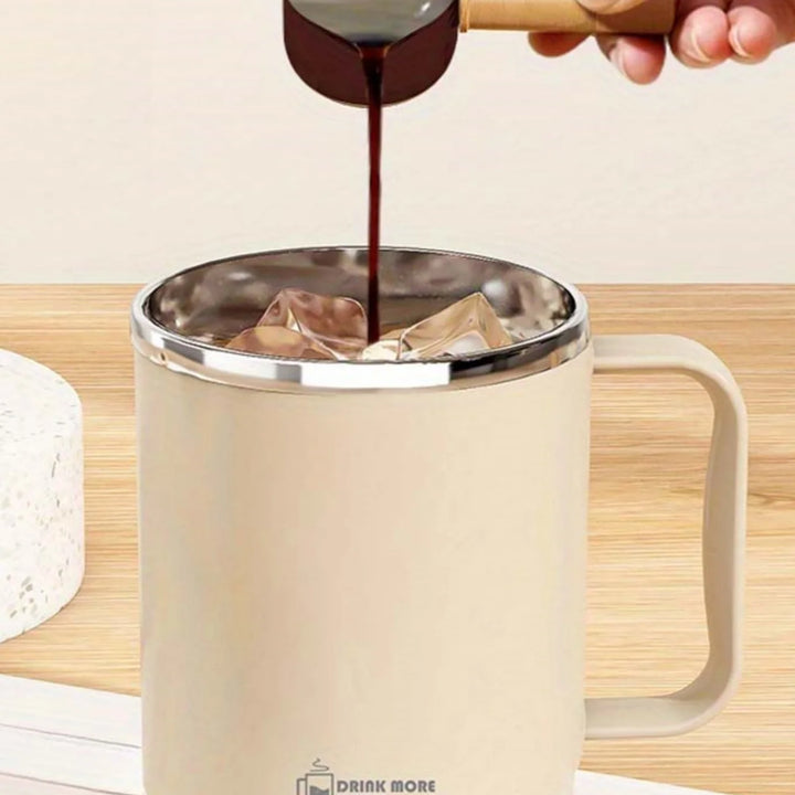 Stainless steel mug with lid, large-capacity office cup, brewed drinking cup, household coffee cup for men and women.