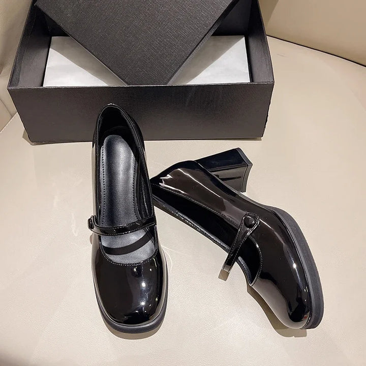 Women's Dresses Leather Shoes New Spring Autumn Women's Loafers Fashion Catwalk Versatile Mary Jane Shoes Ladies High Heel Shoes