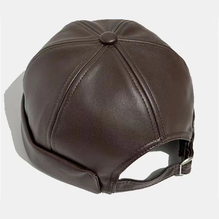 Retro Solid Color Brimless Hat Spring Summer Fashion Casual PU Leather Melon Caps Docker Cap Men Women Adjustable Hip Hop Hats