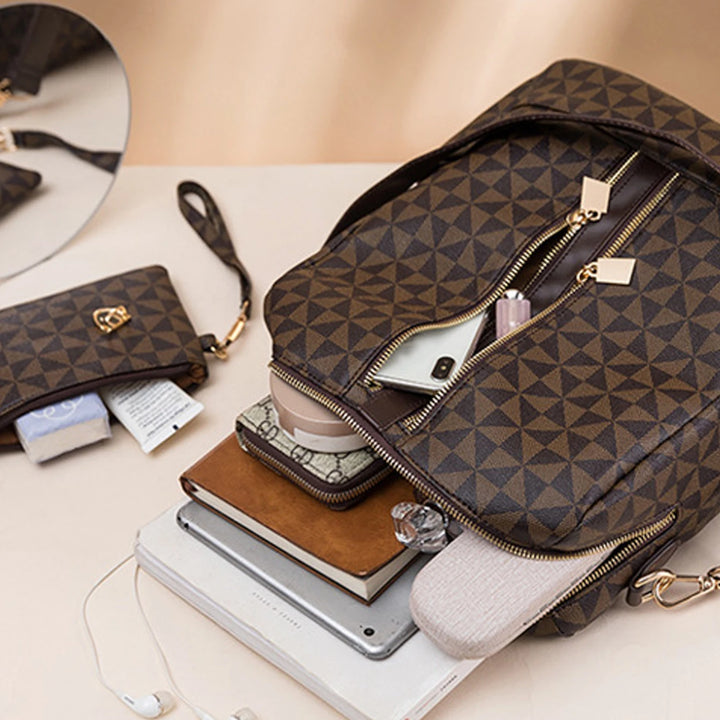 2pcs Backpack And Handbag Set, For Women, Waterproof Double Shoulder Crossbody Bag, Women's Travel Send Co