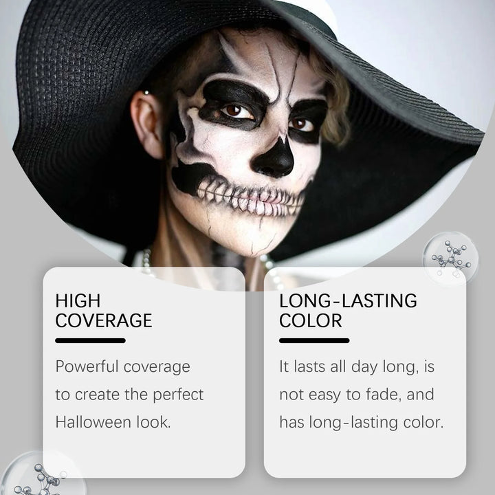 Halloween Party Liquid Face and Body Paint Black White High Coverage Long Lasting Color Vampire Makeup DIY for Paint Party 120ml