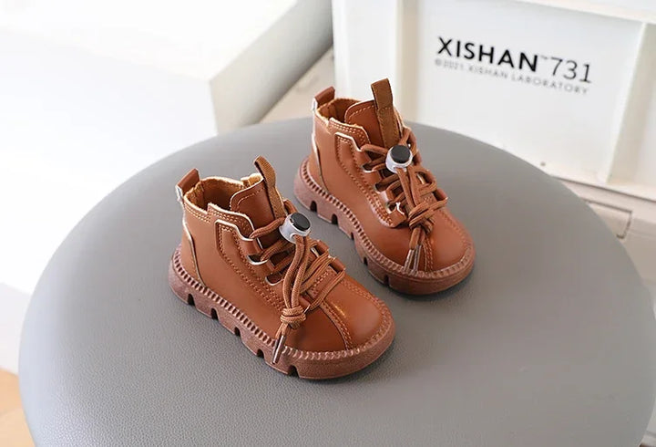Boys Boots Kids Ankle Boots 2025 Autumn Winter New Toddlers Children Fashion Boots for Little Boy Girl Lace-up Soft Rubber