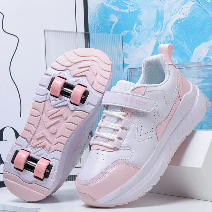 Kids Roller Skate Shoes Fashion Casual Sports Children 4-Wheels Sneakers for Boys and Girls Gift Nice Footwear