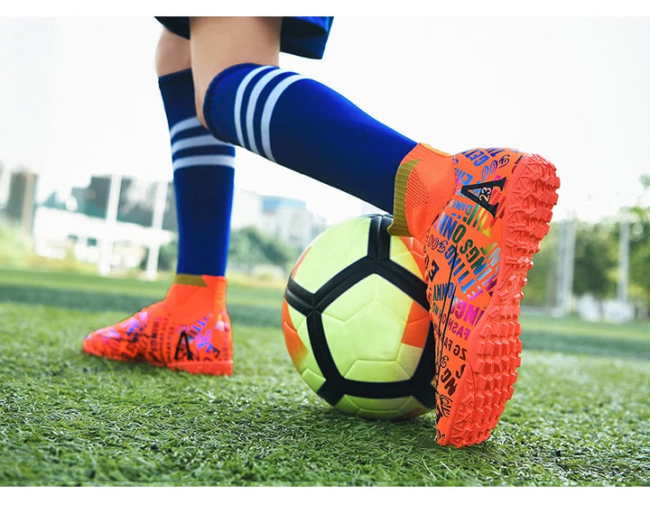2025 New Hot Sale Football Boots Child Sneakers High Top AG Soccer Shoes Boys Outdoor Grass Training Shoes For Kids chuteiras de
