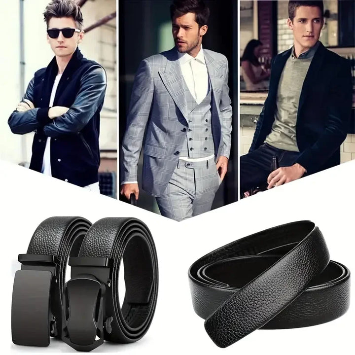 Men Belts Automatic Buckle Belt PU Leather High Quality For Men Leather Strap Casual For Jeans