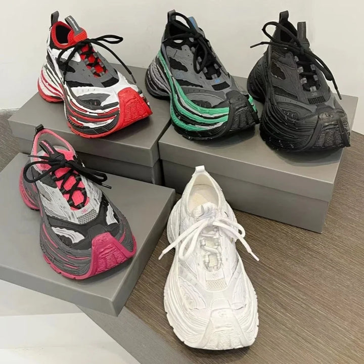 Fashion Designer Shoes Sneakers for Women and Men Mixed Colors Mesh Air Thick Sole Couple Chunky Sneakers Height-increasing