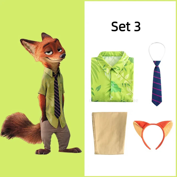 Halloween Cosplay Costume Set, Green Top and Brown Pants, Anime Characters, Used for Anime Exhibitions and Festivals