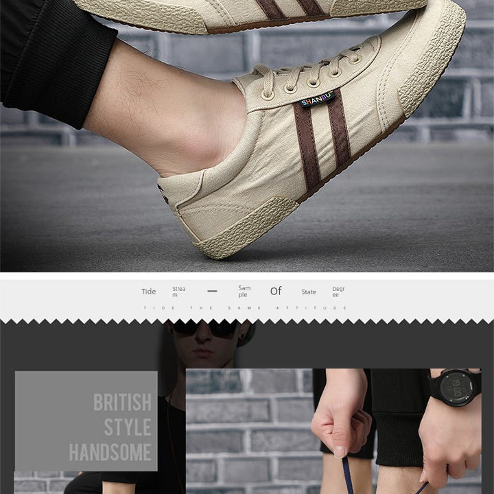 Men's Shoes Spring & Fall Breathable Deodorizing Filter Canvas Shoes Men's Trendy Lace up Men Casual Shoes Soft Bottom Driving Old Beijing Cloth Shoes