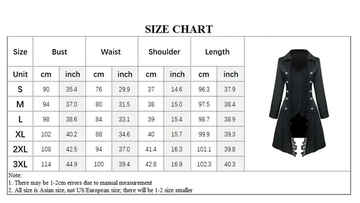 Halloween Cosplay Costumes Medieval Victorian Women Outwear Steampunk Gothic Tailcoat Button Retro Lace Long Pirate Jackets Coat