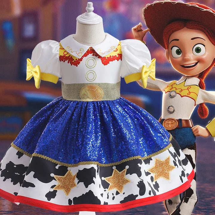 Halloween Boys Girls Children Bow Tie Ballet Skirt Denim Scarf Vest Clothes Princess Dress Toy Cartoon Role Playing Set Clothing