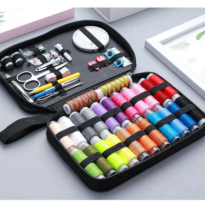 Sewing Kit Complete Set with Threads Needles Scissors Tape Measure Buttons and More for DIY Handcraft Projects Home and Travel