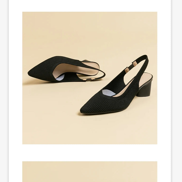 DIMANYU Women Dress Shoes Knitted Solid Color Toe Back Trip Fashion Sandals Women Pointed Toe Shallow Sidespace Women Sandals