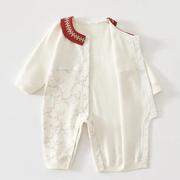 Baby Thanksgiving Clothes Cotton Floral Spring Autumn Infant Girl Rompers Long Sleeve Christmas Baby Jumpsuits