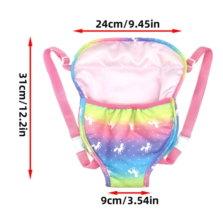 Newborn Doll Accessories Kit with Clear Display Rainbow Carrying Bag Transparent Display Window Fit 14inch Dolls Doll Travel Set