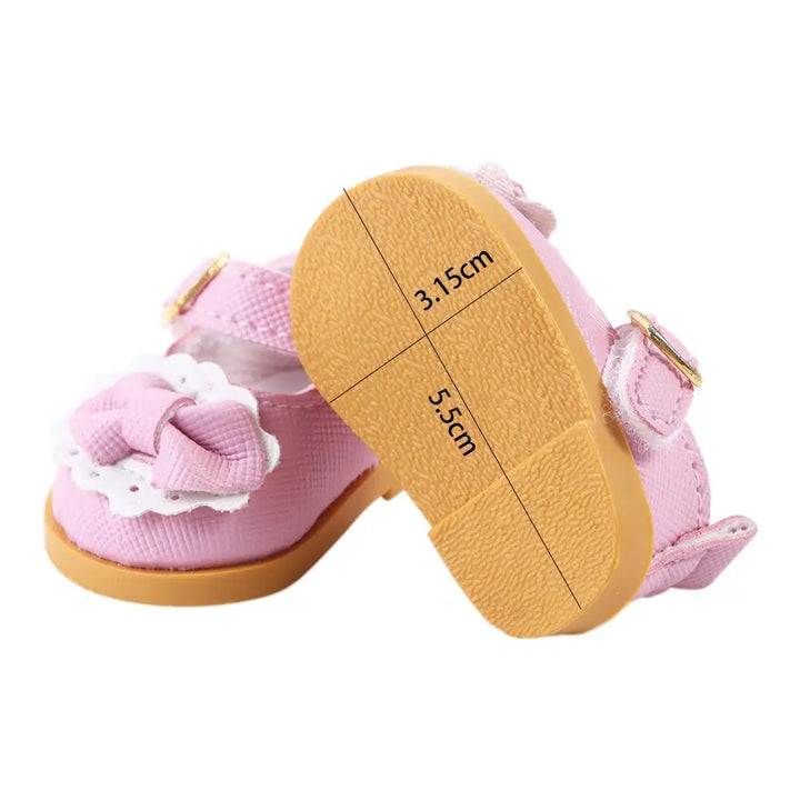 Kids Toy DIY Doll 14 Inches Cotton Doll 5.5cm Handmade Boots Mini Bow Shoes Doll Casual Shoes Doll Leather Shoes Doll Shoes