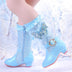 2025 Girls High Heel Boots Children's Sequins Rhindiamonds Butterfly-knot Princess Boots with Velvet Warm Mid-tube Kids Boots