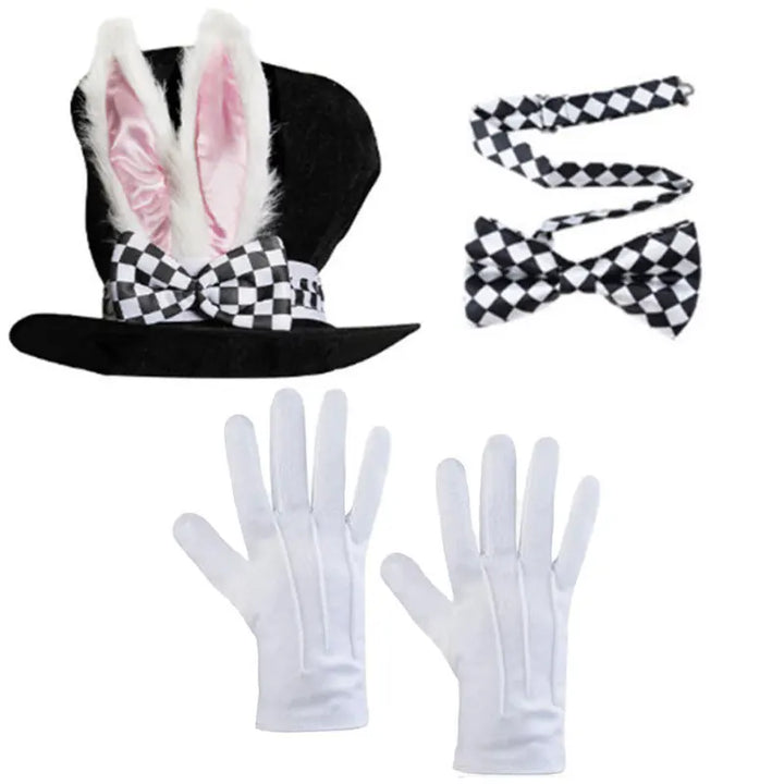 Halloween Easter White Rabbit Top Hat Alice Cosplay Bunny Bowler Men Women Magician Costume Accessory Suit Fairy Tale Tea Party