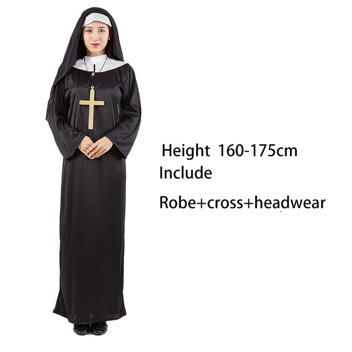 Halloween Men Priest Cosplay Costumes For Women Clothes Carnival  Nun Long Robes Religious Catholic Church Clothing Missionary