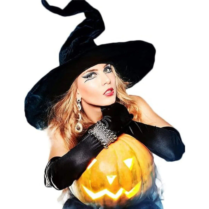 Halloween women black witch hat wizard grey hat role play Sorting Hat pointed cap with spider