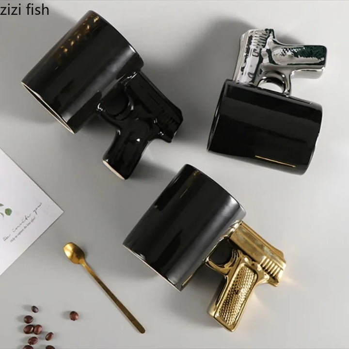 Creative Pistol Ceramic Mug Water Cup Coffee Mugs Milk Tea Cups Afternoon Tea Cup Milk Mugs Couple Breakfast Cups Tea Mugs